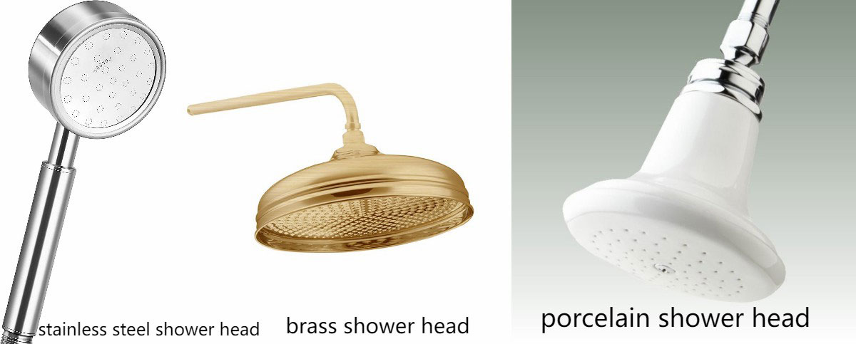 Materials and finishes of shower head